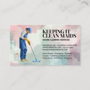 Cleaning Services Woman Mopping Floor Business Card