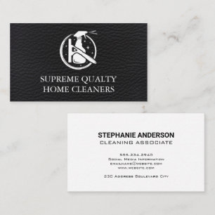 Cleaning Spray and Squeegee   Black Leather Business Card