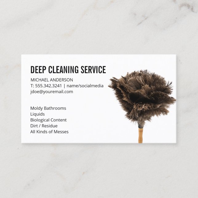 Cleaning Spray Broom | Feather Duster Business Card (Front)