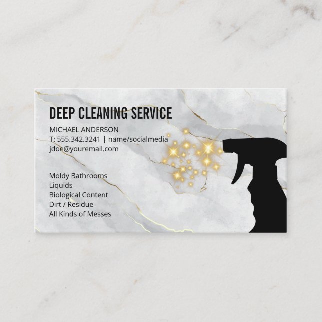 Cleaning Spray | Sparkles Business Card (Front)