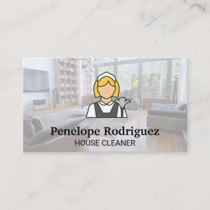 Cleaning Squeegee Logo House Keeping Maid Business Card