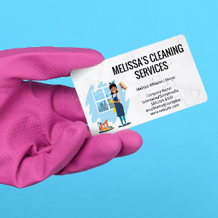 Cleaning Supplies and Tools Worker Cleaning Business Card