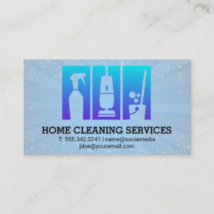 Cleaning Supplies Blue Bubbles Business Card