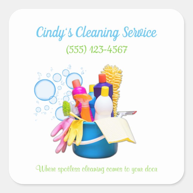 Cleaning Supplies Design House Cleaning Services Square Sticker (Front)