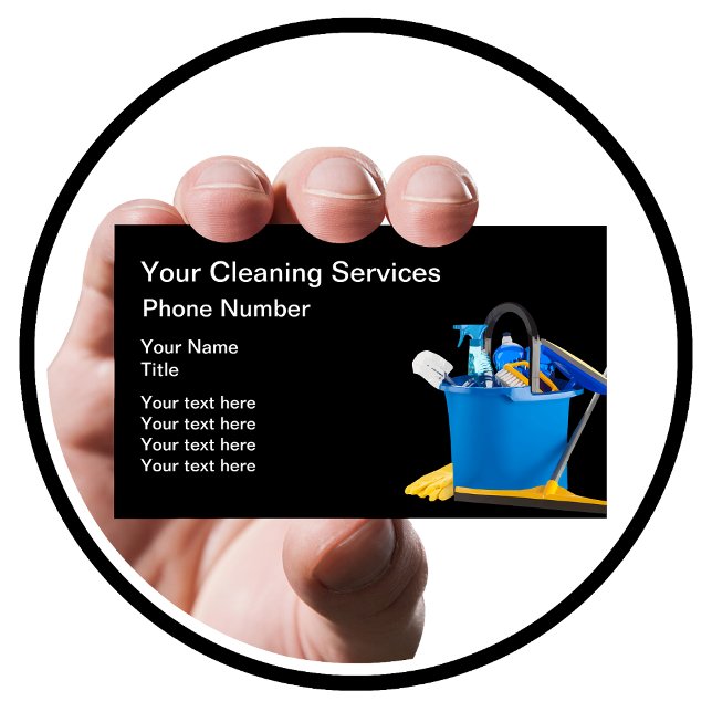 Cleaning Supplies Design With Mop Bucket Business Card (Creator Uploaded)