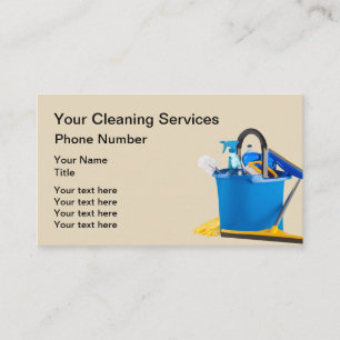 Cleaning Supplies Design With Mop Bucket Business Card