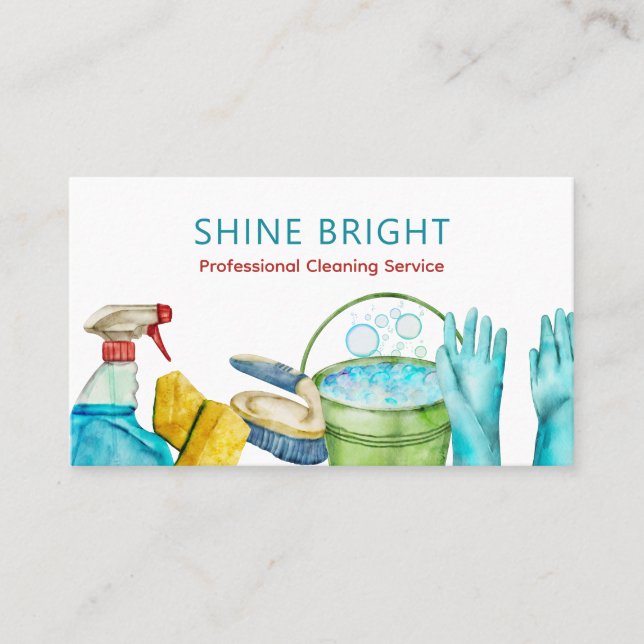 Cleaning Supplies House Clean Service Business Card (Front)