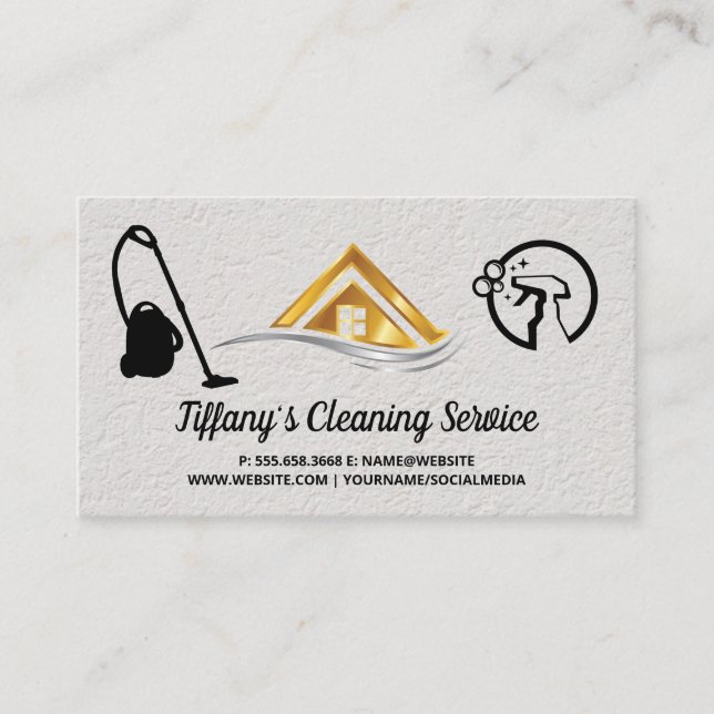 Cleaning Supplies | Maid Cleaning | House Logo Business Card (Front)