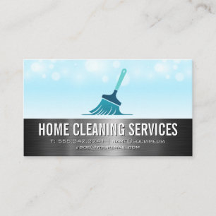 Cleaning Supplies Maid Service Broom Logo Business Card