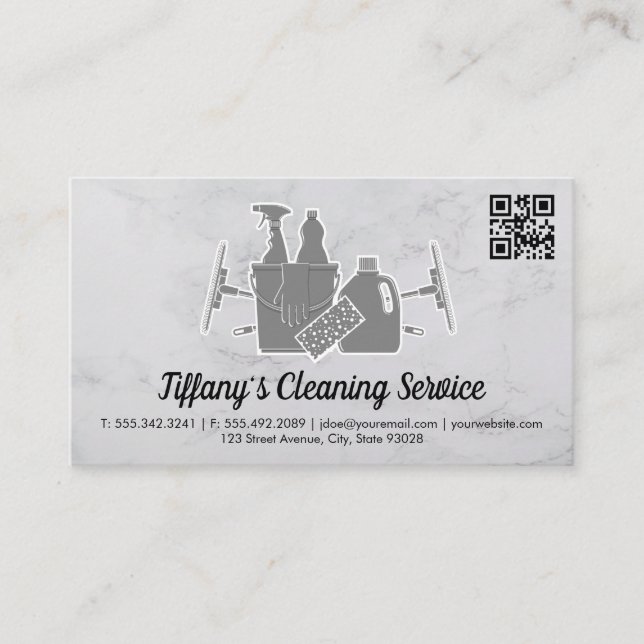 Cleaning Supplies | qr code Business Card (Front)