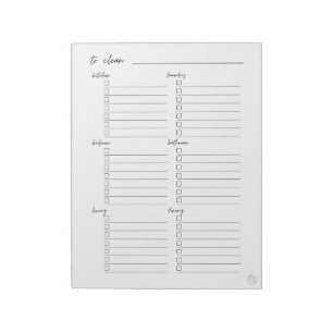 Cleaning To Do List by Room Notepad
