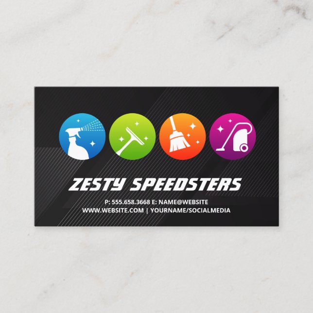 Cleaning Tool Icons | Home Services Business Card (Front)
