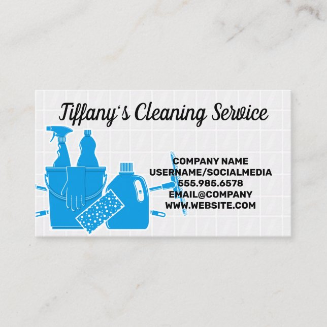 Cleaning Tools | House Services | Tiles Business Card (Front)