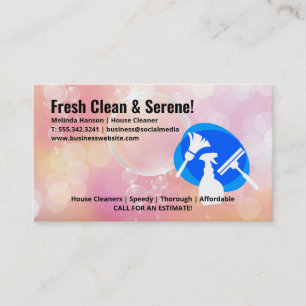 Cleaning Tools Icons   Soap Bubbles Background Business Card