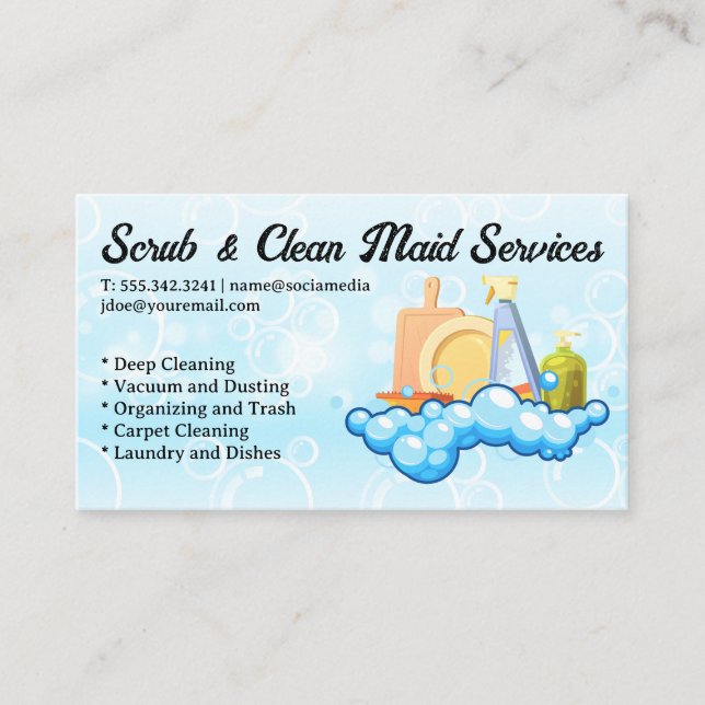 Cleaning Tools | Soap Bubbles Business Card (Front)