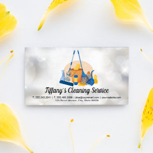 Cleaning Tools   Sparkle Background Business Card