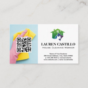 Cleaning Worker QR Business Card
