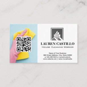 Cleaning Worker QR Code Maid Business Card