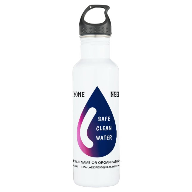 Cleanliness Everyone Needs Safe Clean Water 710 Ml Water Bottle (Front)