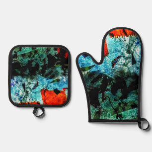 Clear abstract pot holder and oven mitt,Ordinary Oven Mitt & Pot Holder Set