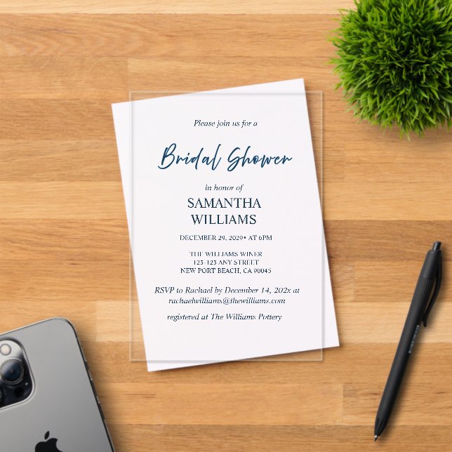 Clear Acrylic Bridal Shower Invitation (Insitu (Invitation Card))