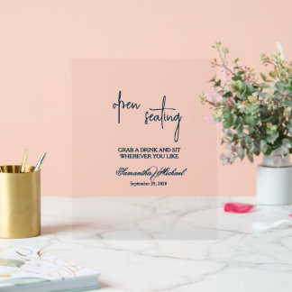 Clear Acrylic Open Seating Wedding Sign