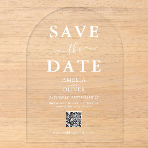 Clear Acrylic QR Code Wedding Save the Date Arch Invitations