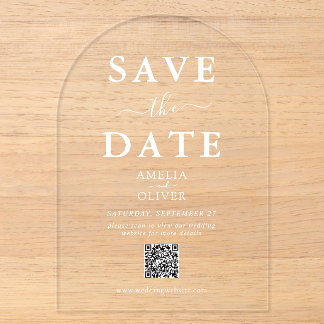 Clear Acrylic QR Code Wedding Save the Date Arch Invitations