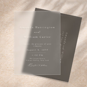 Clear Acrylic Wedding Invitation, Modern Minimal Invitations