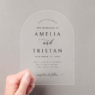 Clear Arch Wedding Calligraphy Invitation Card