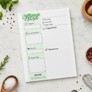 Clear Blank Full Page Recipe Papers Personalized Notepad