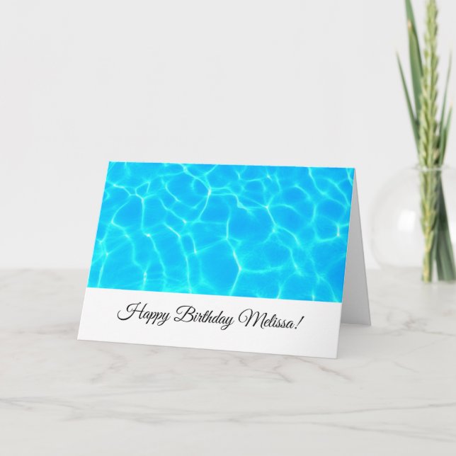 Clear Blue Pool Water Photo Birthday Card (Front)