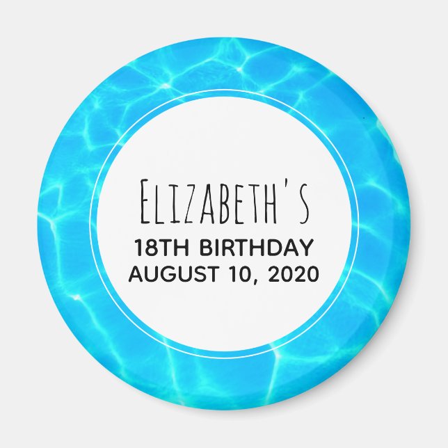 Clear Blue Pool Water Photo Birthday Magnet (Front)