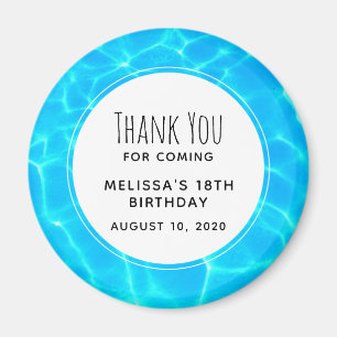 Clear Blue Pool Water Photo Birthday Thank You Magnet