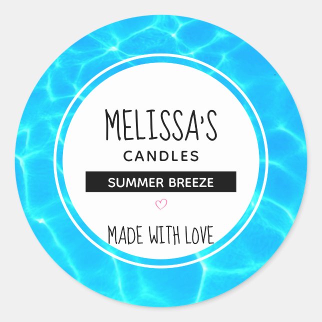 Clear Blue Pool Water Photo Candle / Soap Classic Round Sticker (Front)