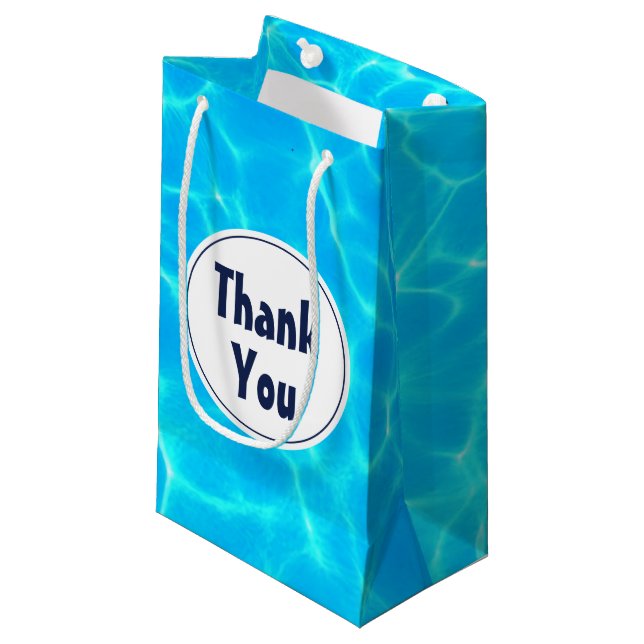 Clear Blue Pool Water Photo Thank You Small Gift Bag (Front Angled)