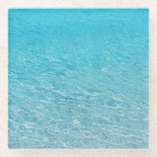 Clear Blue Sea Glass Coaster