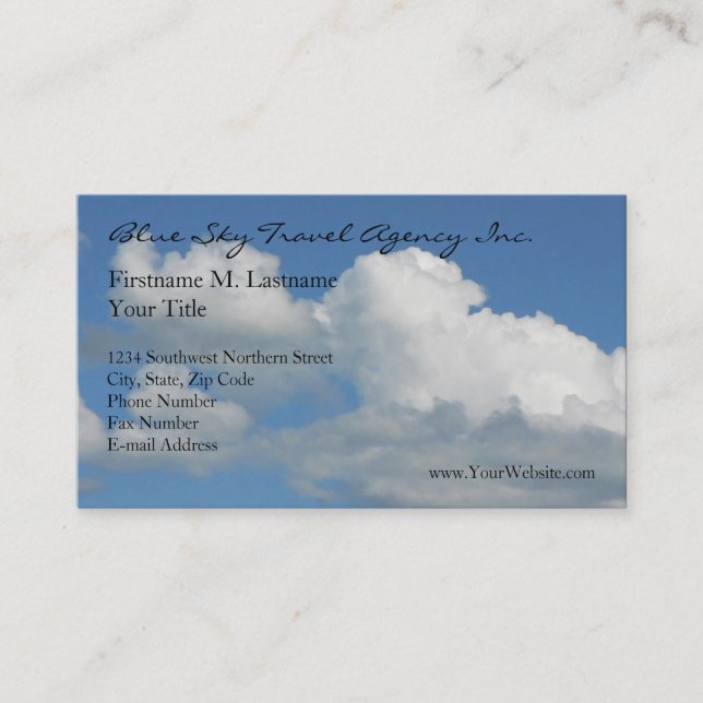Clear Blue Sky Business Card (Front)