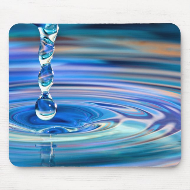 Clear Blue Water Drops Flowing Mouse Pad (Front)