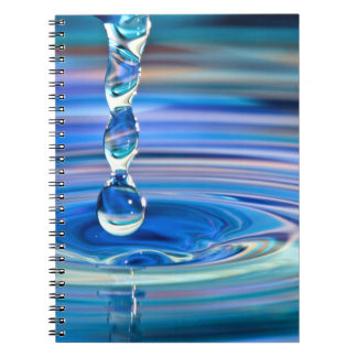 Clear Blue Water Drops Flowing Spiral Notebook