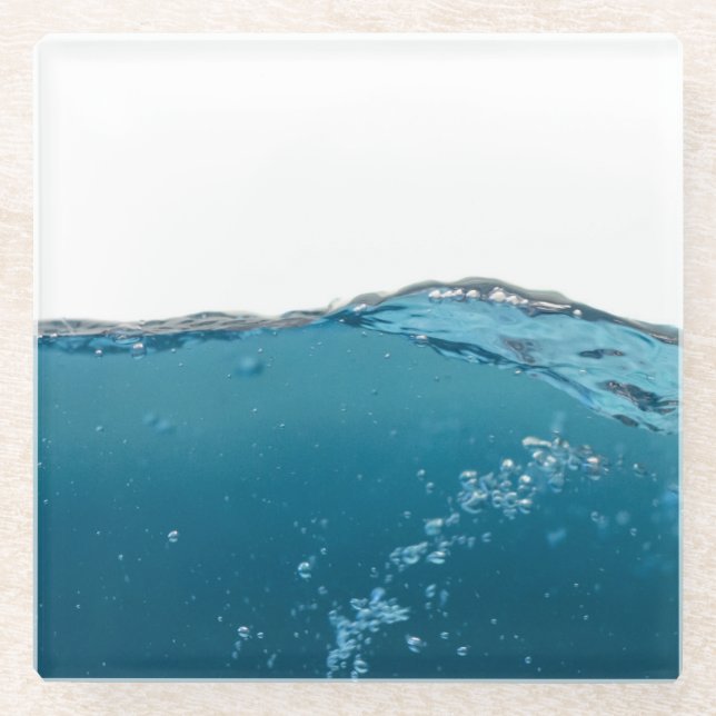 Clear Blue Wave Glass Coaster (Front)