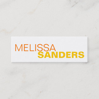 Clear bold type orange two tone personal network mini business card