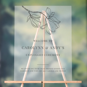 Clear Classy Unplugged Wedding Ceremony Acrylic Sign