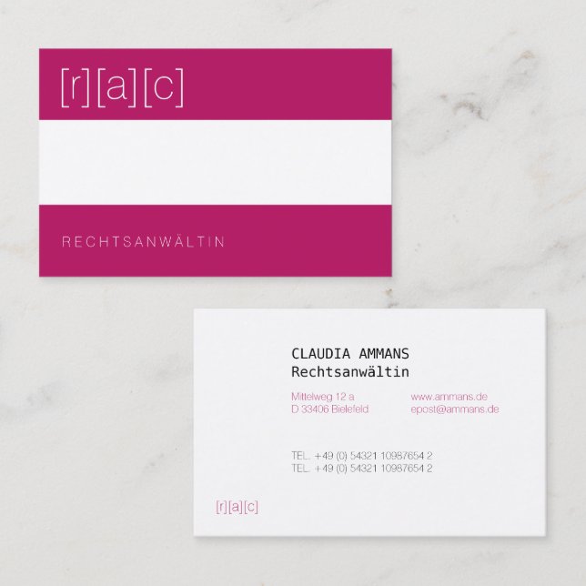 Clear, colorful, distinct business card (Front/Back)