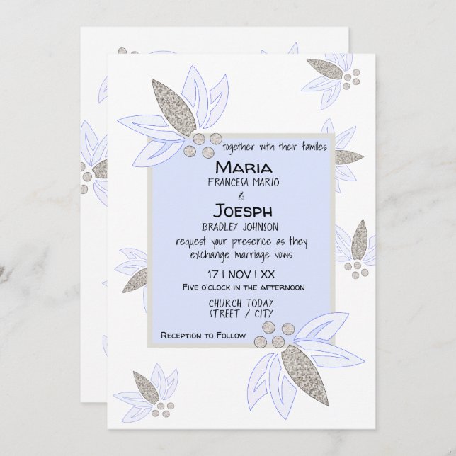 Clear Corporate Flora Wedding Invitation (Front/Back)