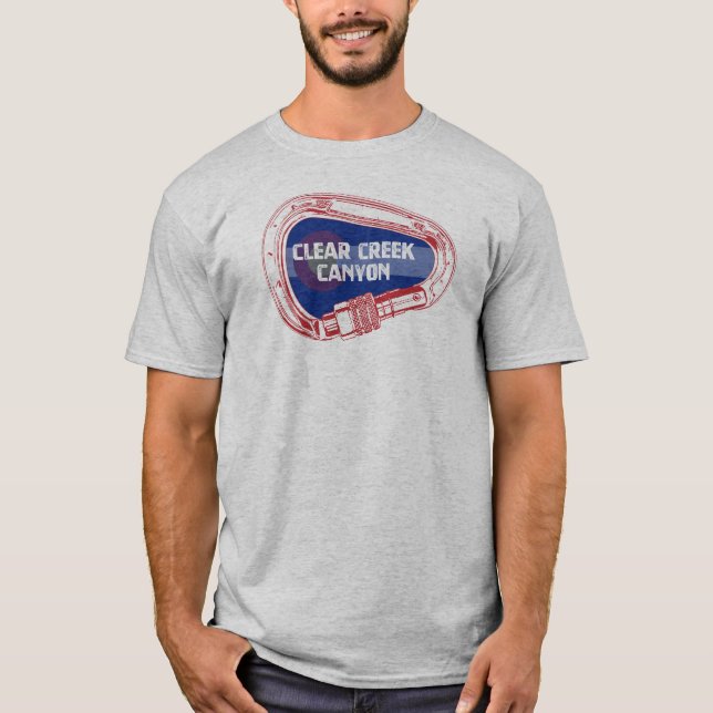 Clear Creek Canyon Colorado Climbing Carabiner T-Shirt (Front)