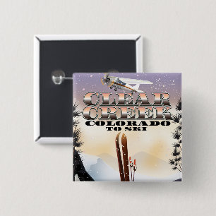 Clear Creek,, Colorado Ski poster. 15 Cm Square Badge