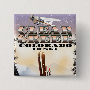 Clear Creek,, Colorado Ski poster. 15 Cm Square Badge