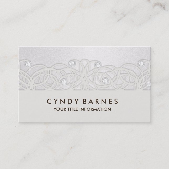 Clear Crystals and Lace Business Card (Front)