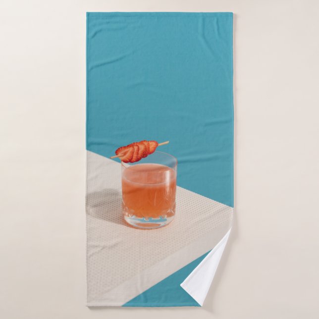 Clear drinking glass with brown liquid bath towel (Bath Towel)